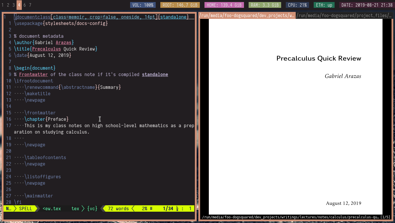 vim and zathura (and LaTeX) setup