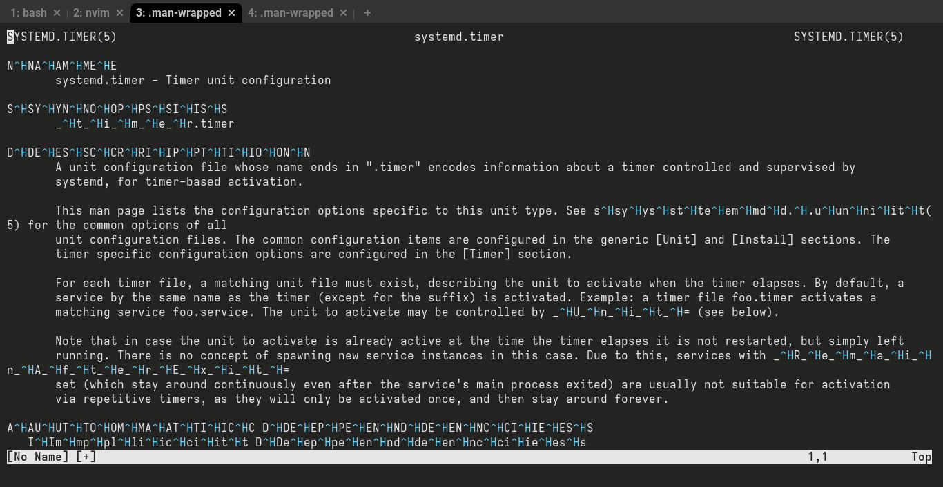 A mangled text buffer of systemd.timer manual page